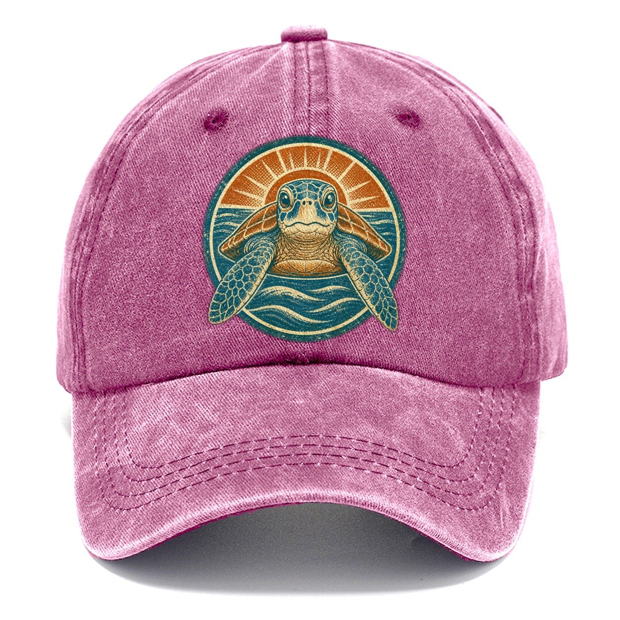 Vintage Sea Turtle Sunrise Classic Cap – Dusty Rose