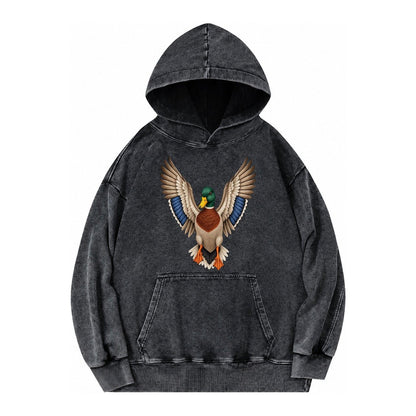 Mallard Majesty Vintage Washed Hoodie – Black