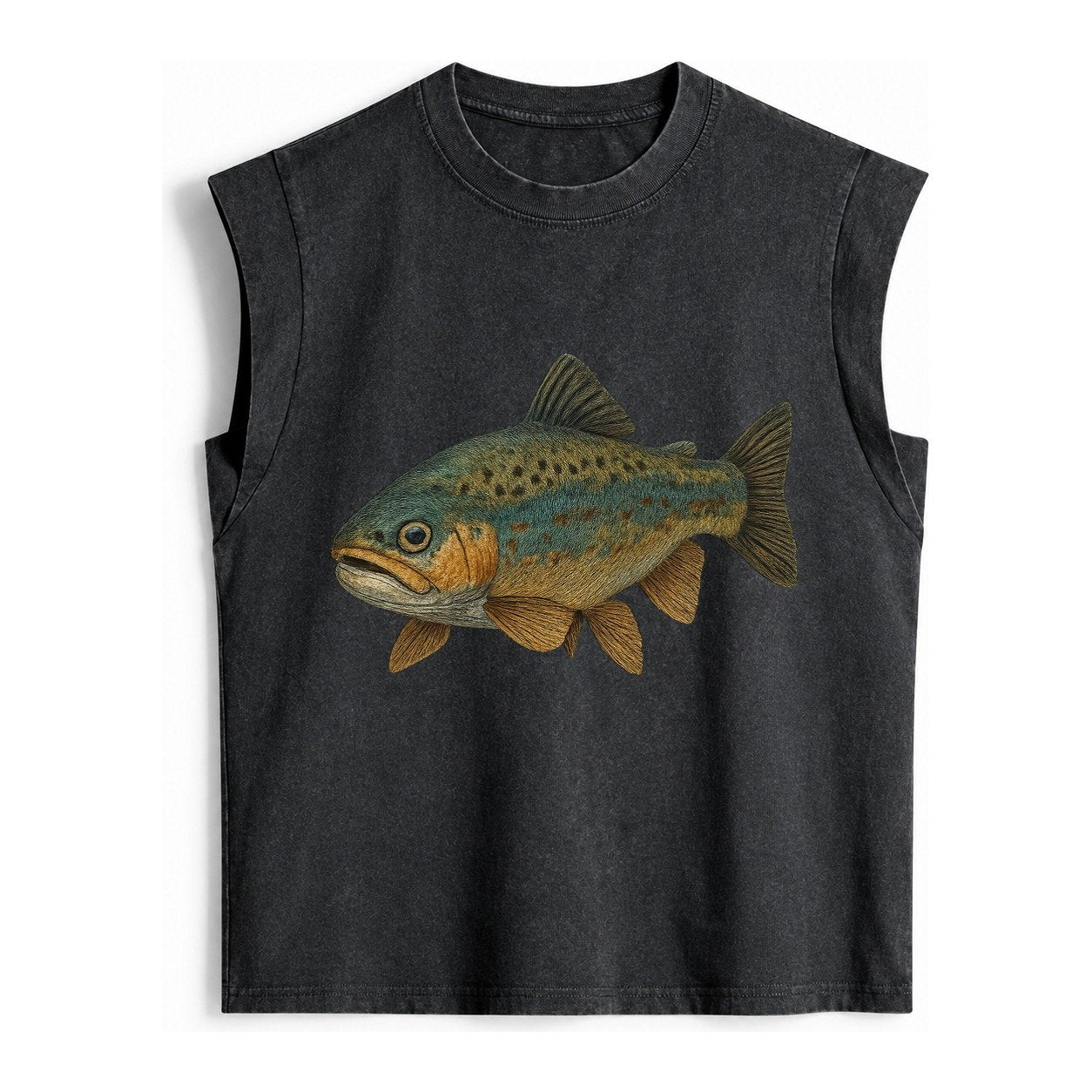 Trout Tales Headwear Vintage Washed Tank – Black