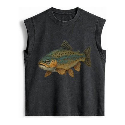 Trout Tales Headwear Vintage Washed Tank – Black