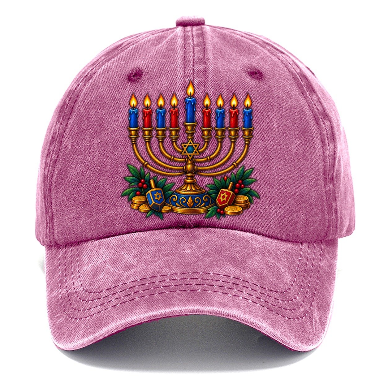 Hanukkah Menorah Cozy Judaism Heritage Classic Cap – Dusty Rose