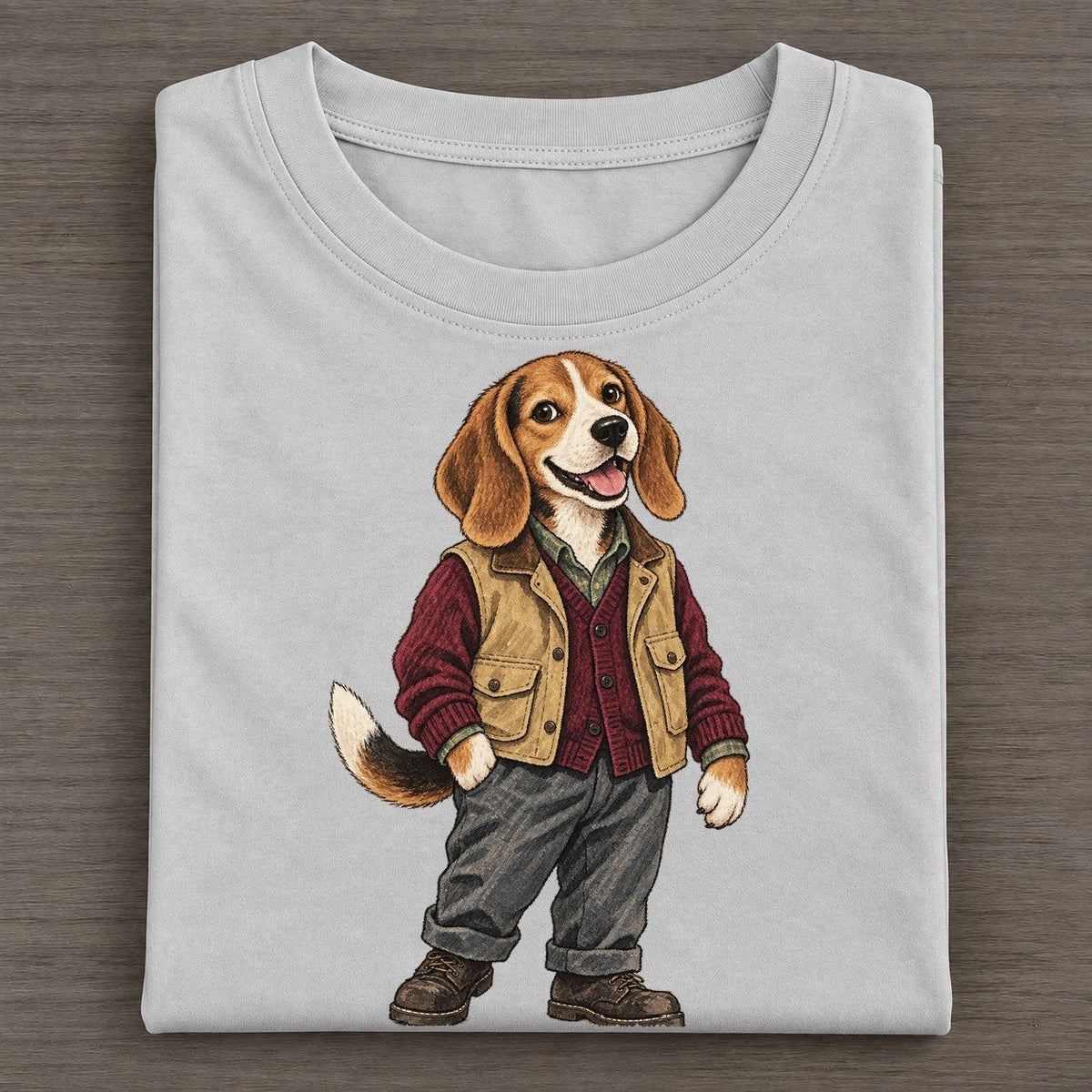 Beagle Dog Wardrobe Portrait Wild Wardrobe Portraits Classic T-shirt – Grey