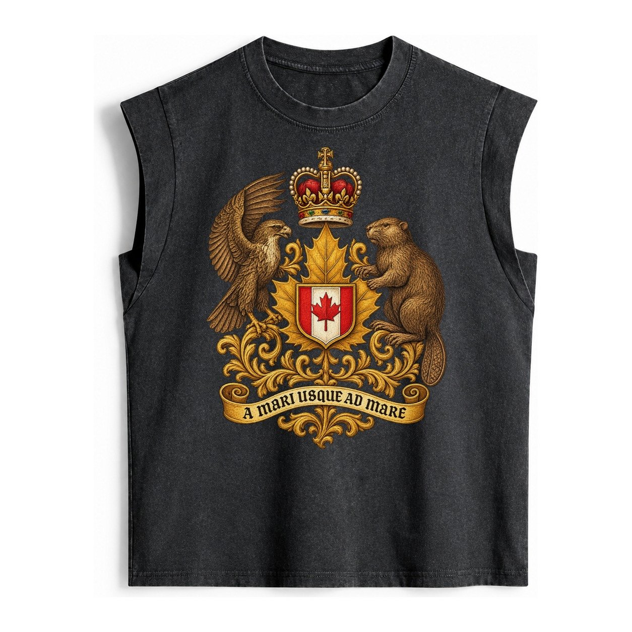 Canada Heritage Maple Badge Vintage Washed Tank – Black