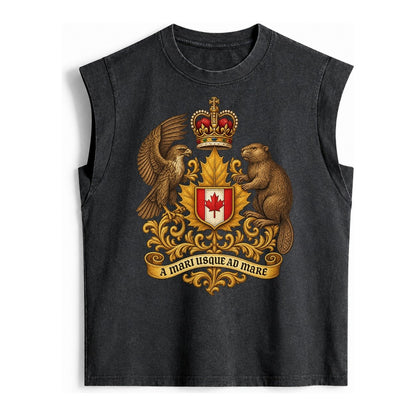 Canada Heritage Maple Badge Vintage Washed Tank – Black