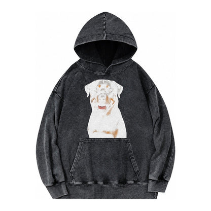 Rottweiler Powerful Guardian Vintage Washed Hoodie – Black