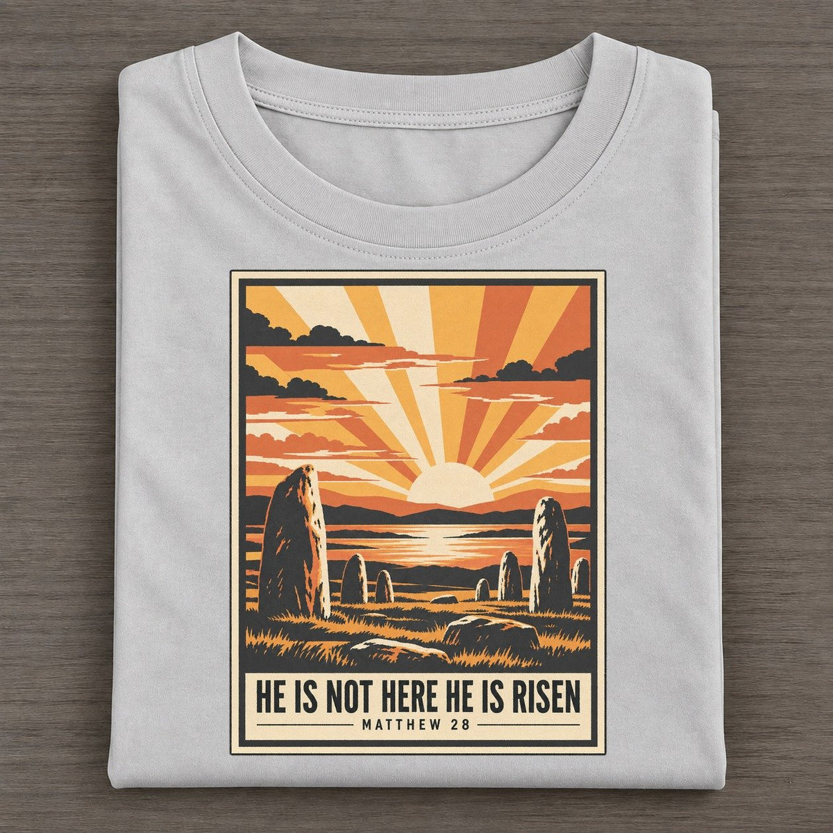 He Is Not Here Given Light Classic T-shirt – Grey
