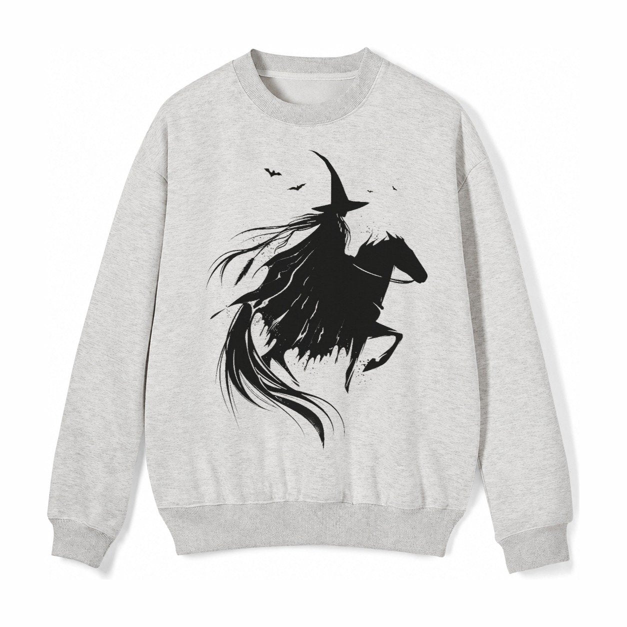 Witch On Horse Fleece Sweatshirt – Light Gray
