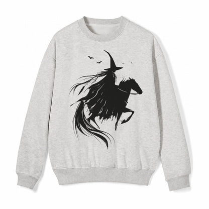 Witch On Horse Fleece Sweatshirt – Light Gray