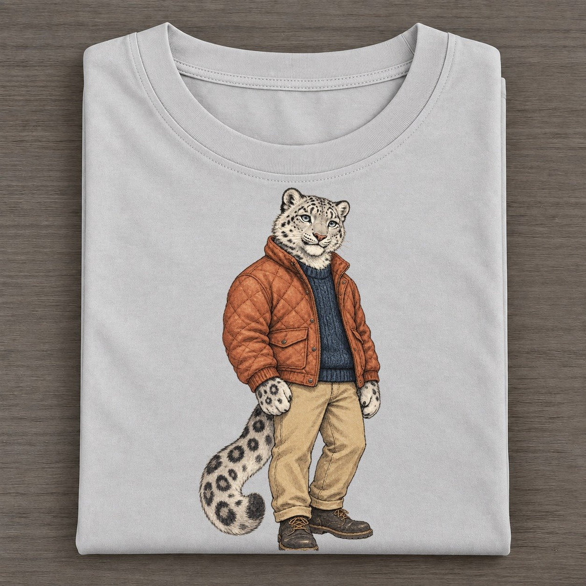 Snow Leopard Wardrobe Portrait Wild Wardrobe Portraits Classic T-shirt – Grey