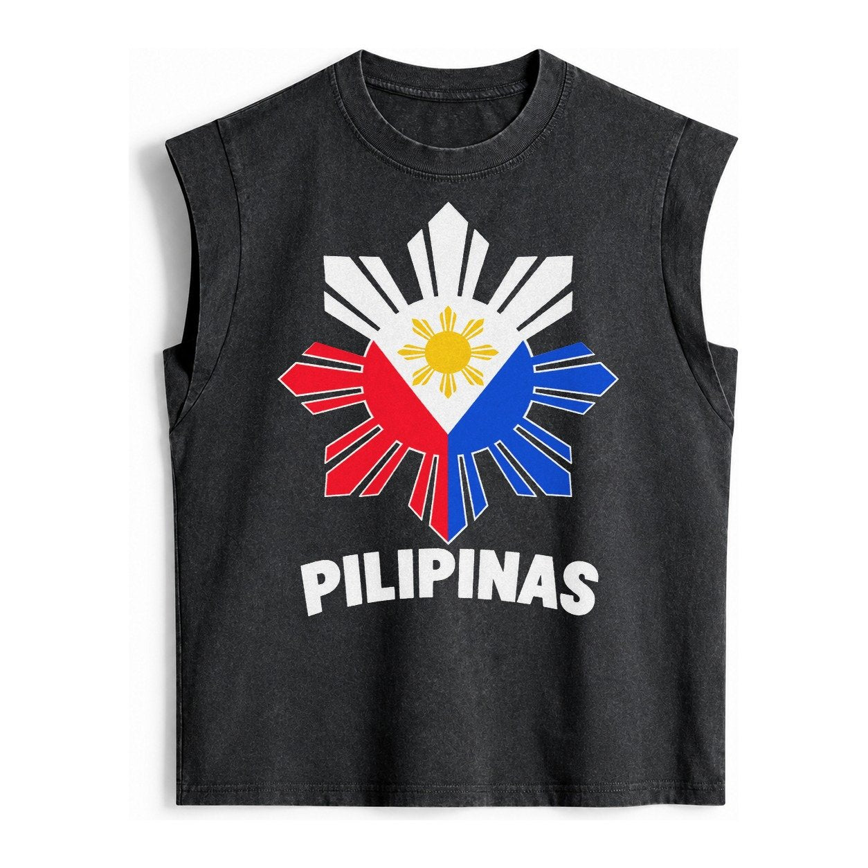 Philippines Sun Stars Vintage Washed Tank – Black