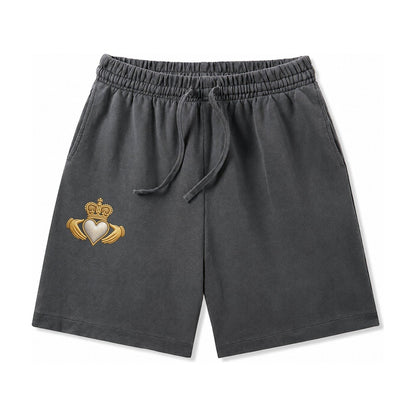 Claddagh Symbol Washed Shorts – Dark Gray