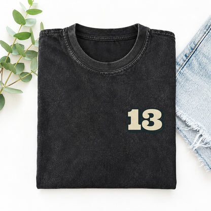 Number 13 Left Chest Vintage T-shirt – Black