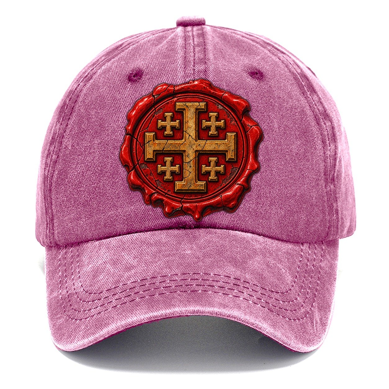 Red Wax Seal Impression Jerusalem Cross Classic Cap – Dusty Rose