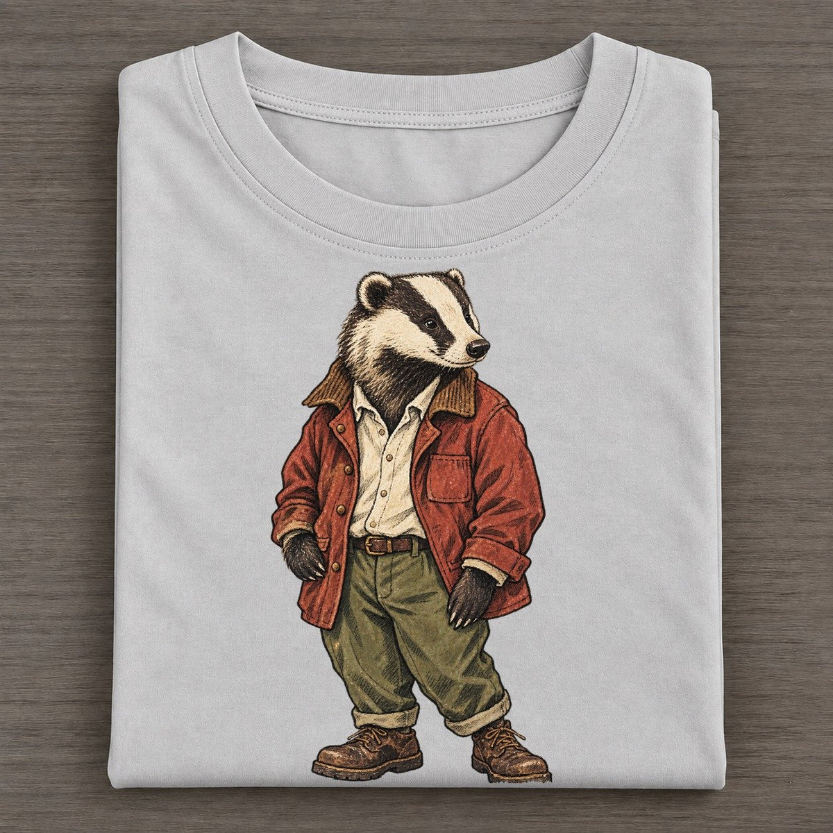 European Badger Wardrobe Portrait Wild Wardrobe Portraits Classic T-shirt – Grey
