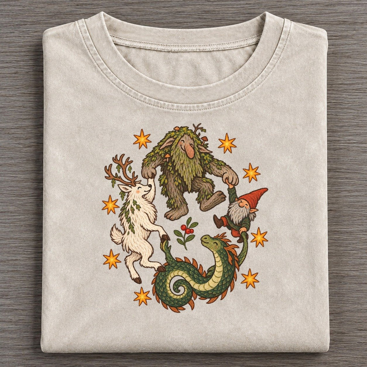 Northern Woods Waltz Cryptid Hoedown Vintage T-shirt – Off White