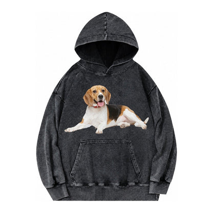 Beagle Vintage Washed Hoodie – Black