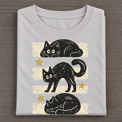 Chalk Black Cats Night Stripes Classic T-shirt – Grey
