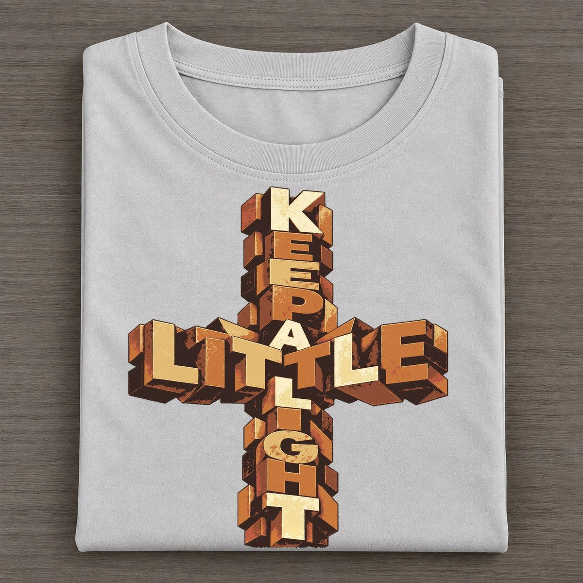 Open Cross Mosaic Letter Sculpture Classic T-shirt – Grey