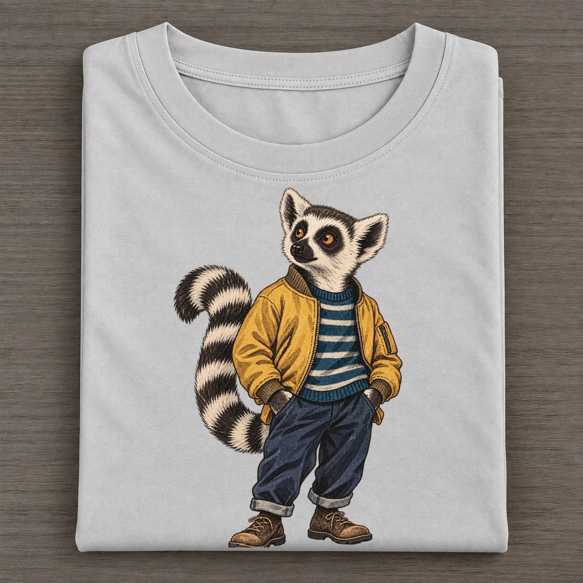 Ring Tailed Lemur Wardrobe Portrait Wild Wardrobe Portraits Classic T-shirt – Grey