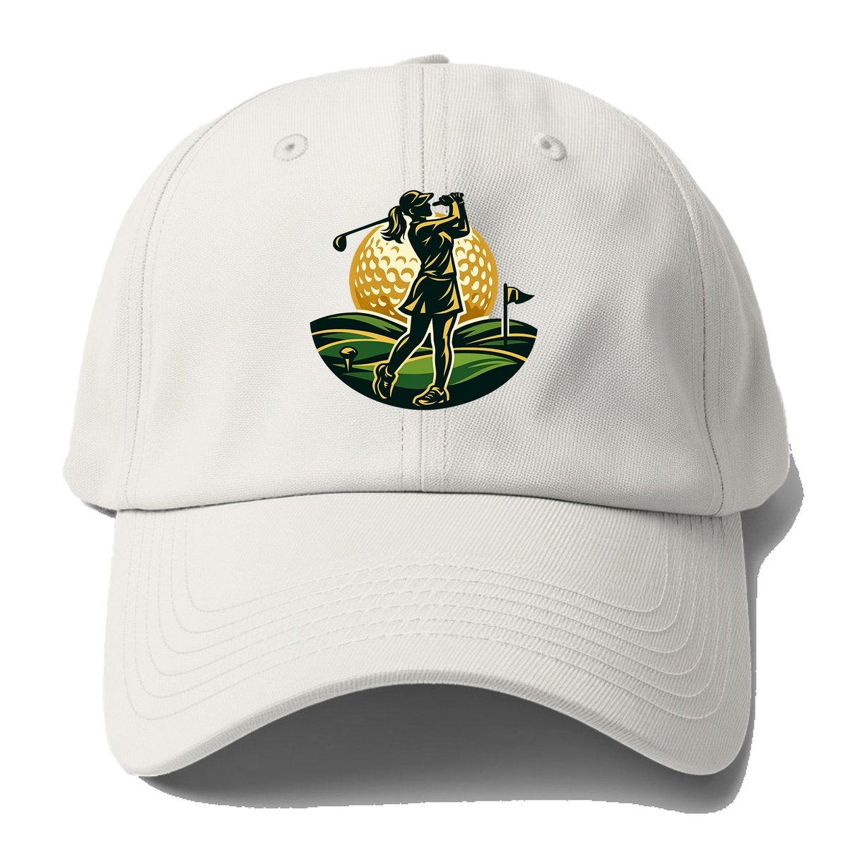 Elegant Fairway Swing Baseball Cap – Off White