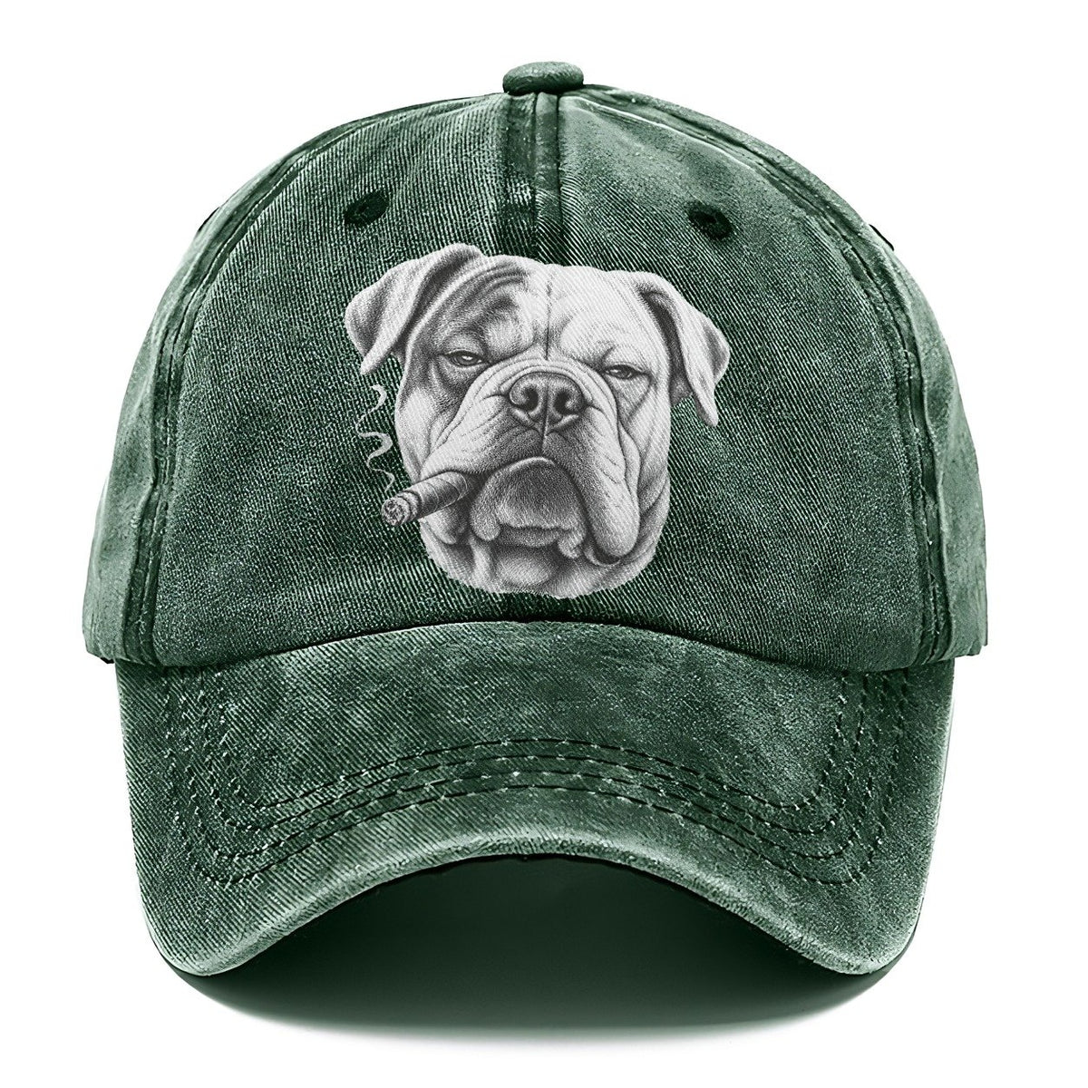 American Bulldog A Lit Cigar Smoking Dogs Smoking Dogs Portraits Classic Cap – Forest Mist