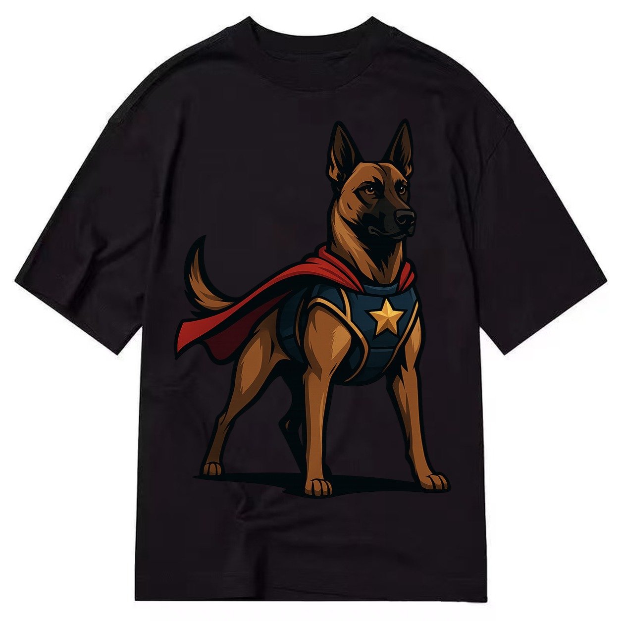 Belgian Malinois Guardian Hero Standing Ready On Four Legs N Classic T-shirt – Black