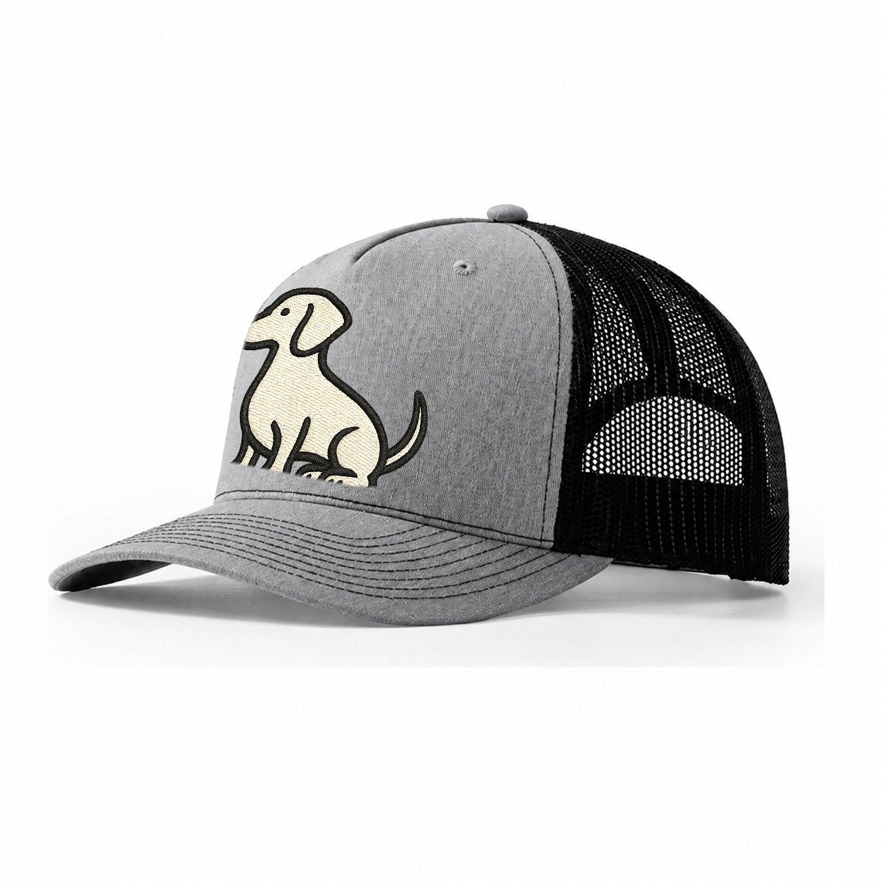 Dachshund Long Body Profile View Trucker Hat – Sport Grey-Black