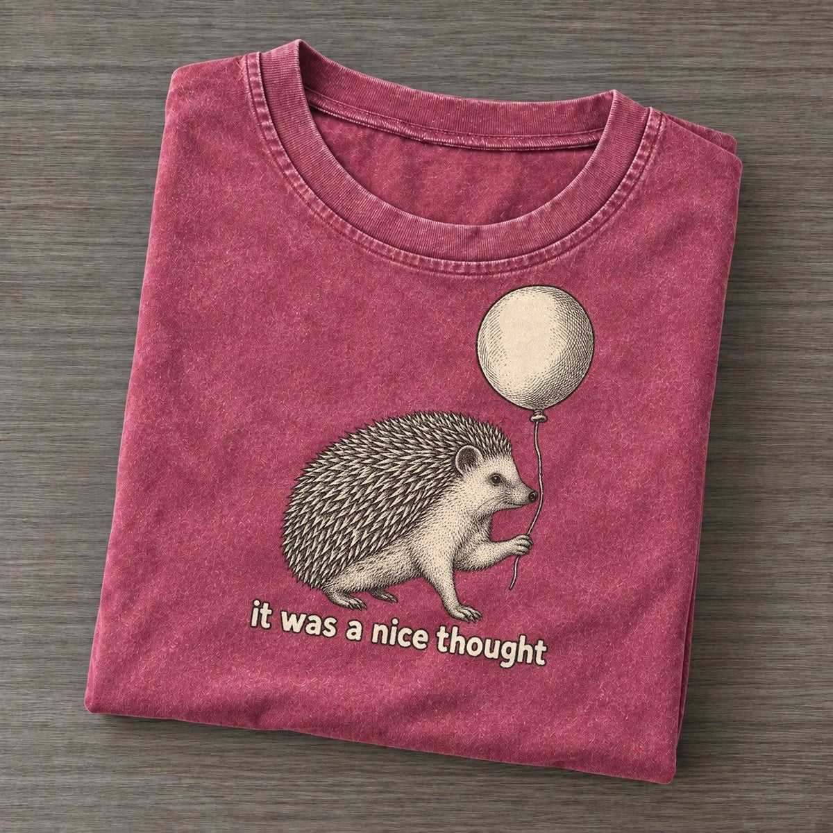 Hedgehog It Was A Nice Thought Unbothered Creatures Vintage T-shirt – Raspberry