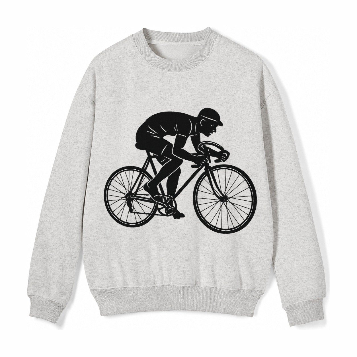 Cyclist Sprinting In Racing Position Fleece Sweatshirt – Light Gray