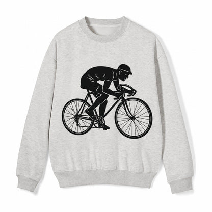 Cyclist Sprinting In Racing Position Fleece Sweatshirt – Light Gray