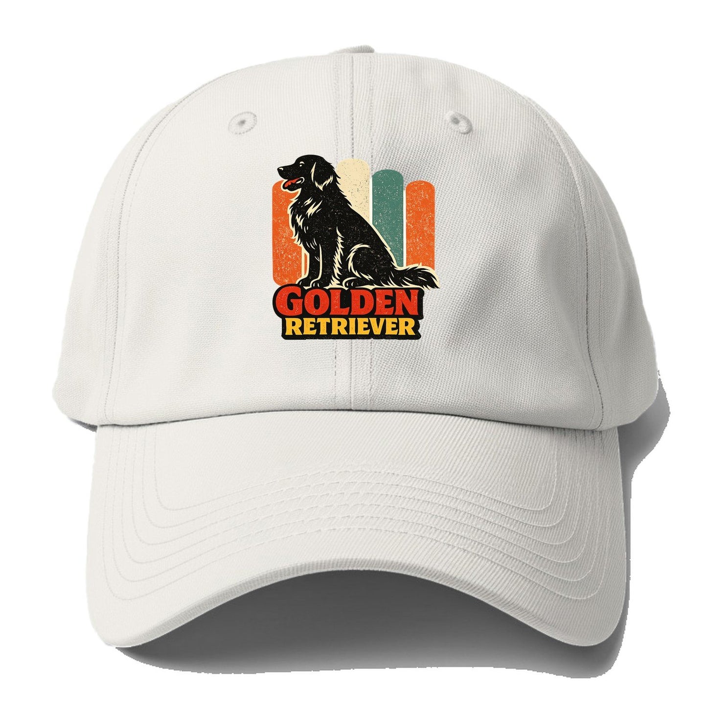 Retro Golden Retriever Silhouette Baseball Cap – Off White