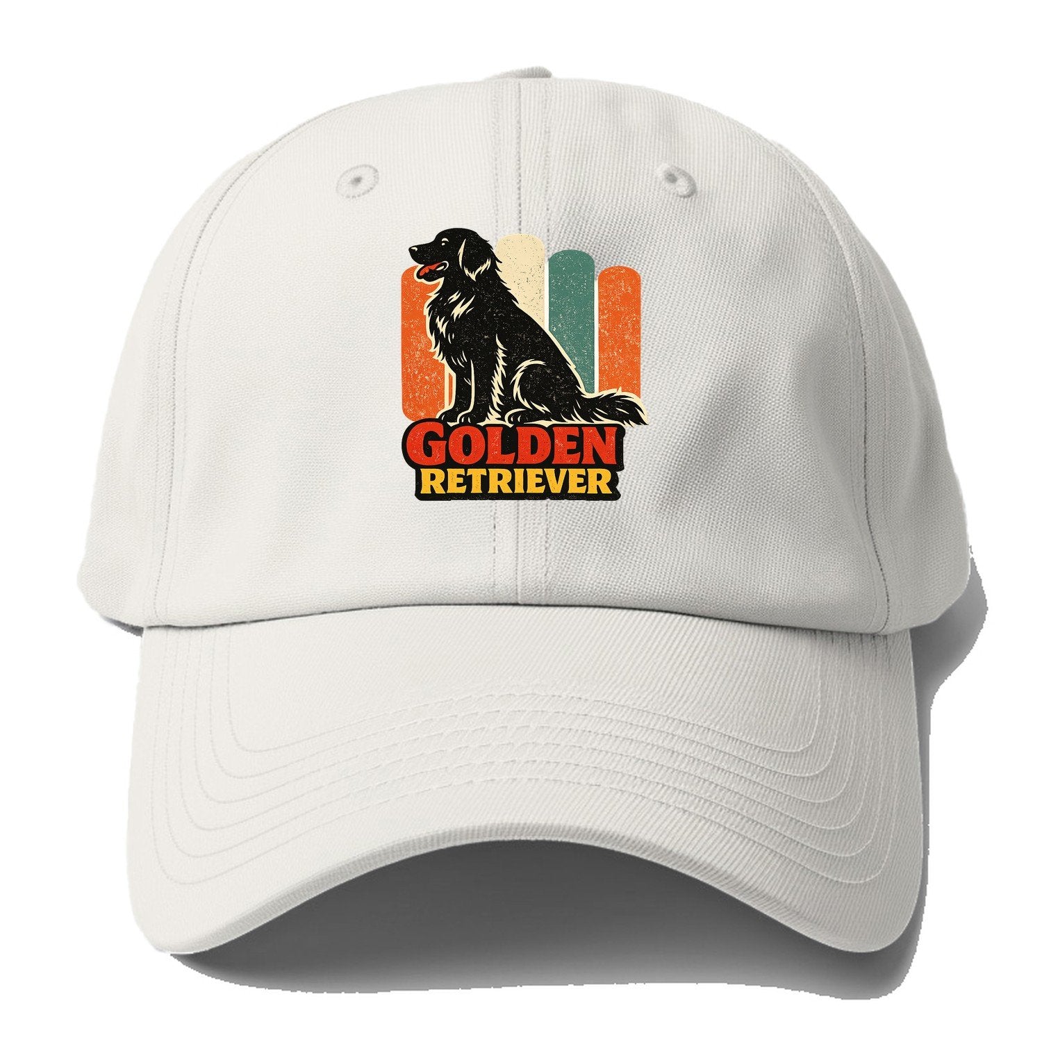 Retro Golden Retriever Silhouette Baseball Cap – Off White