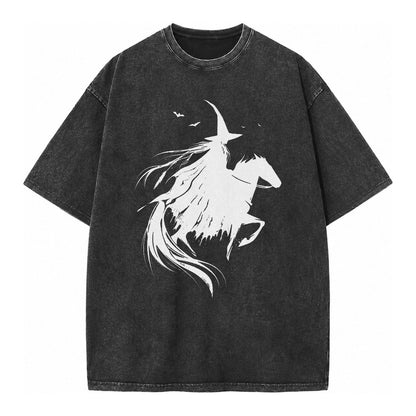 Witch On Horse Vintage T-shirt – Black