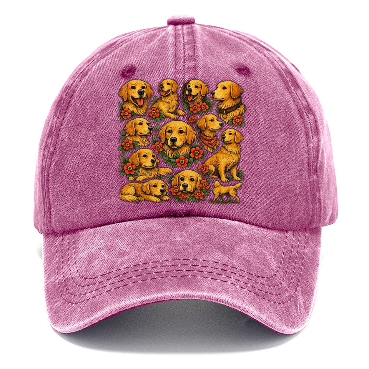 Golden Retriever Floral Sticker Sheet Classic Cap – Dusty Rose