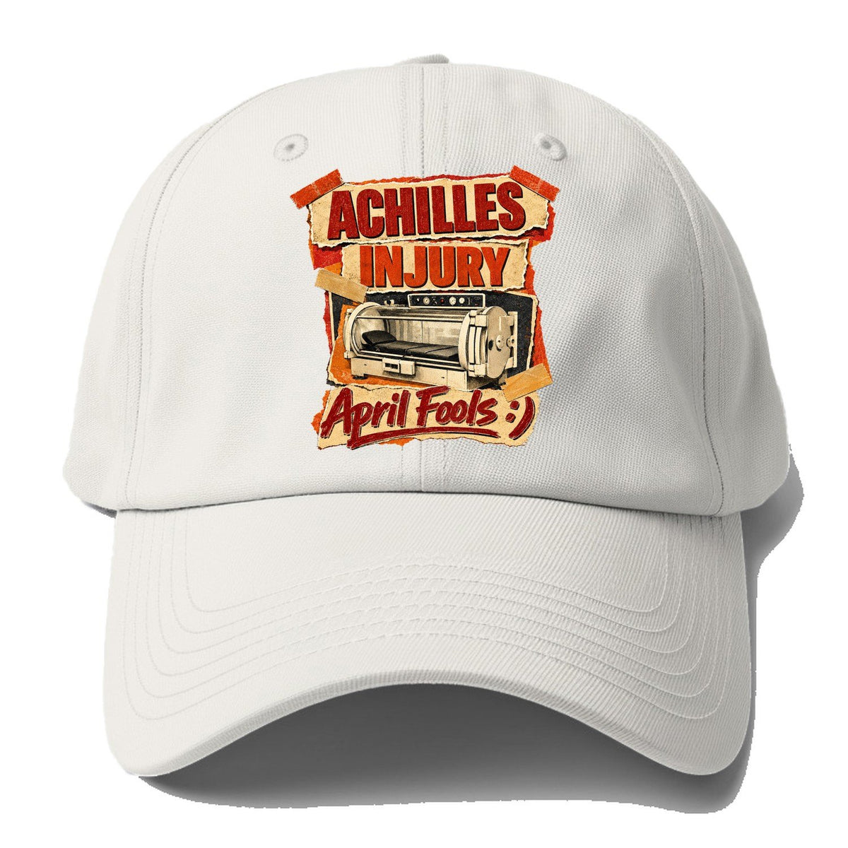 Achilles Injury April Fools Baseball Cap – Off White