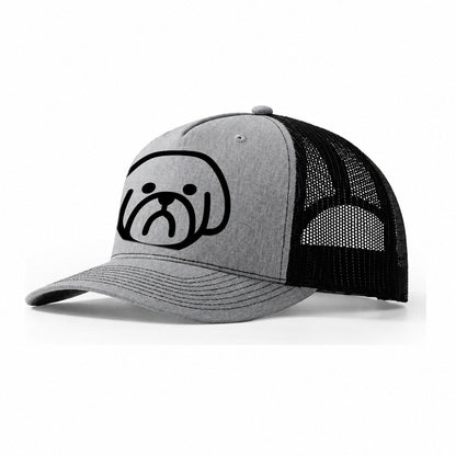 Shih Tzu Minimalist Fluffy Design With Strong Black Border Trucker Hat – Sport Grey-Black