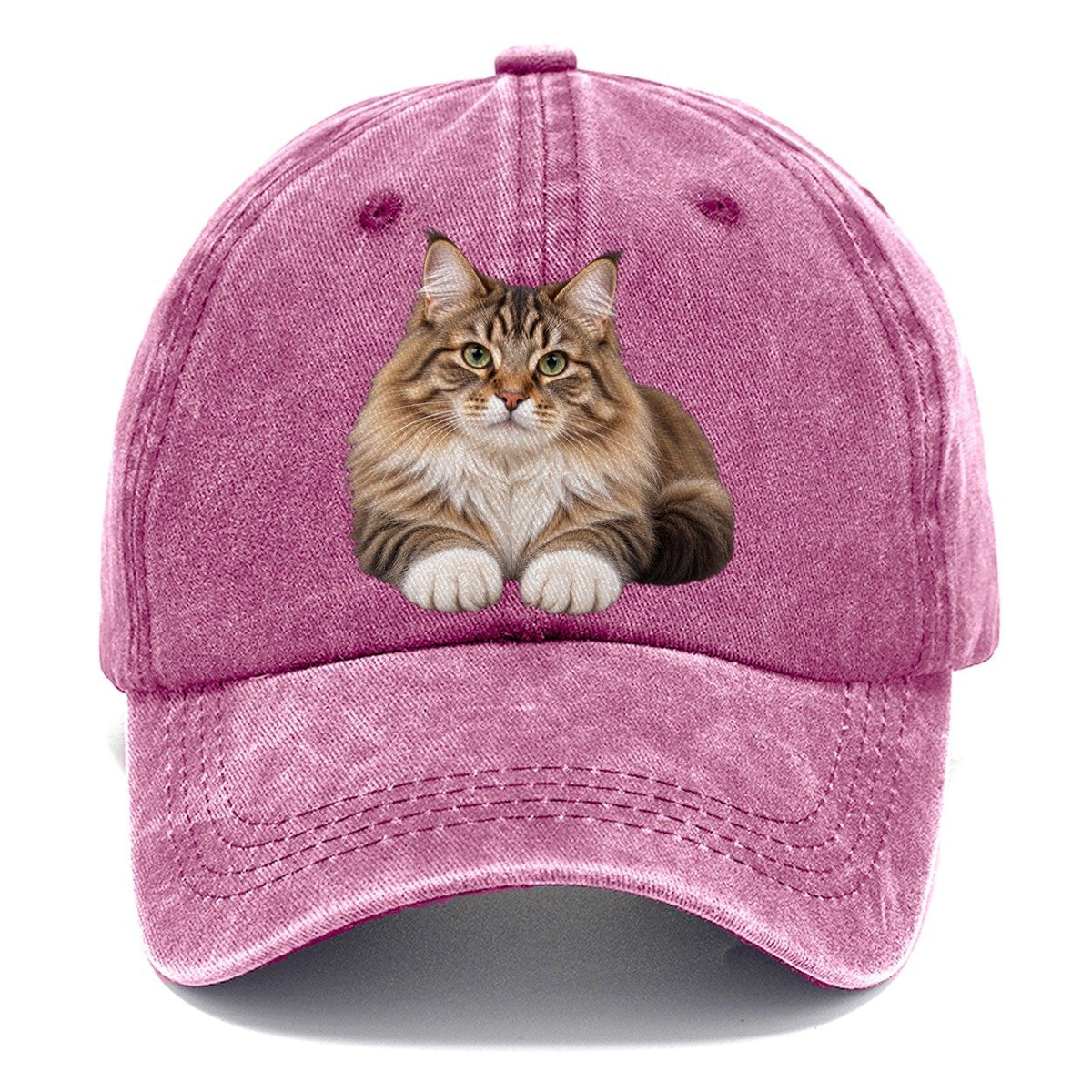 Siberian Reclining Paws Forward Realistic Cat Portrait Classic Cap – Dusty Rose