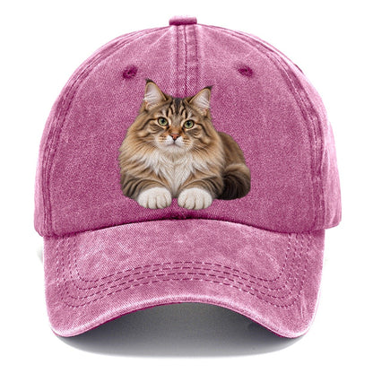 Siberian Reclining Paws Forward Realistic Cat Portrait Classic Cap – Dusty Rose