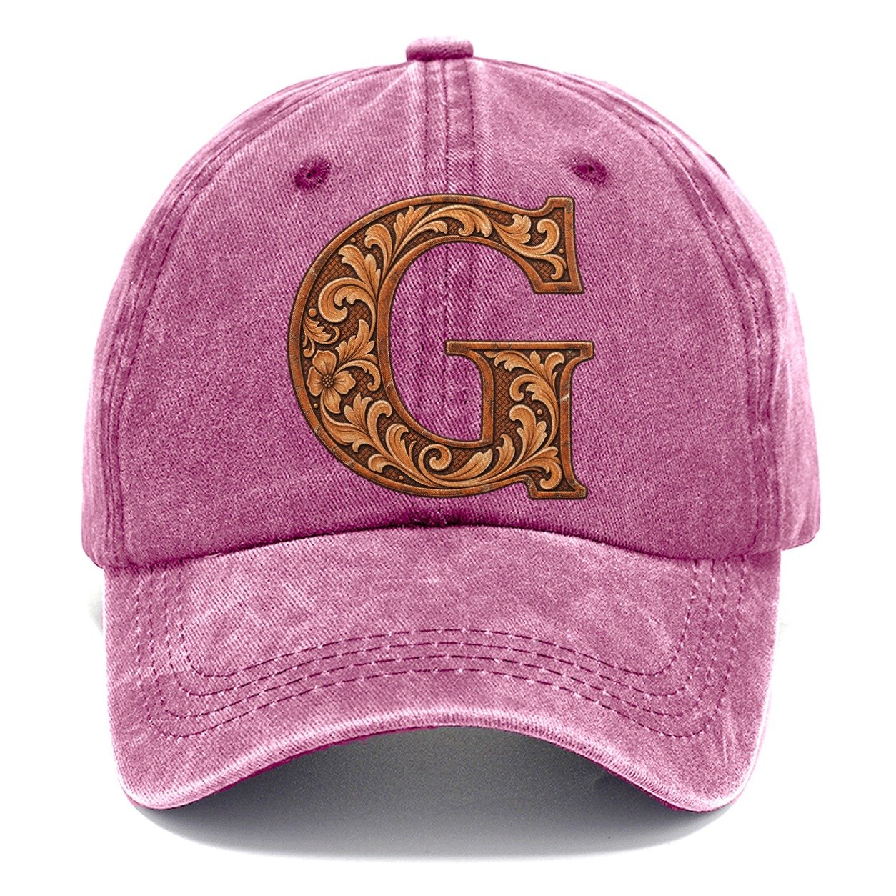 Tooled Leather G Monogram Classic Cap – Dusty Rose