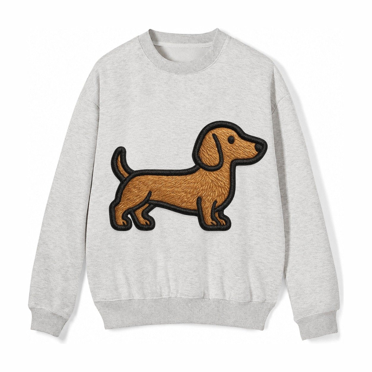 Dachshund Modern Elongated Silhouette Fleece Sweatshirt – Light Gray