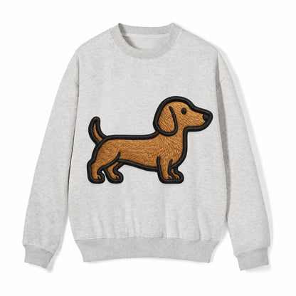 Dachshund Modern Elongated Silhouette Fleece Sweatshirt – Light Gray