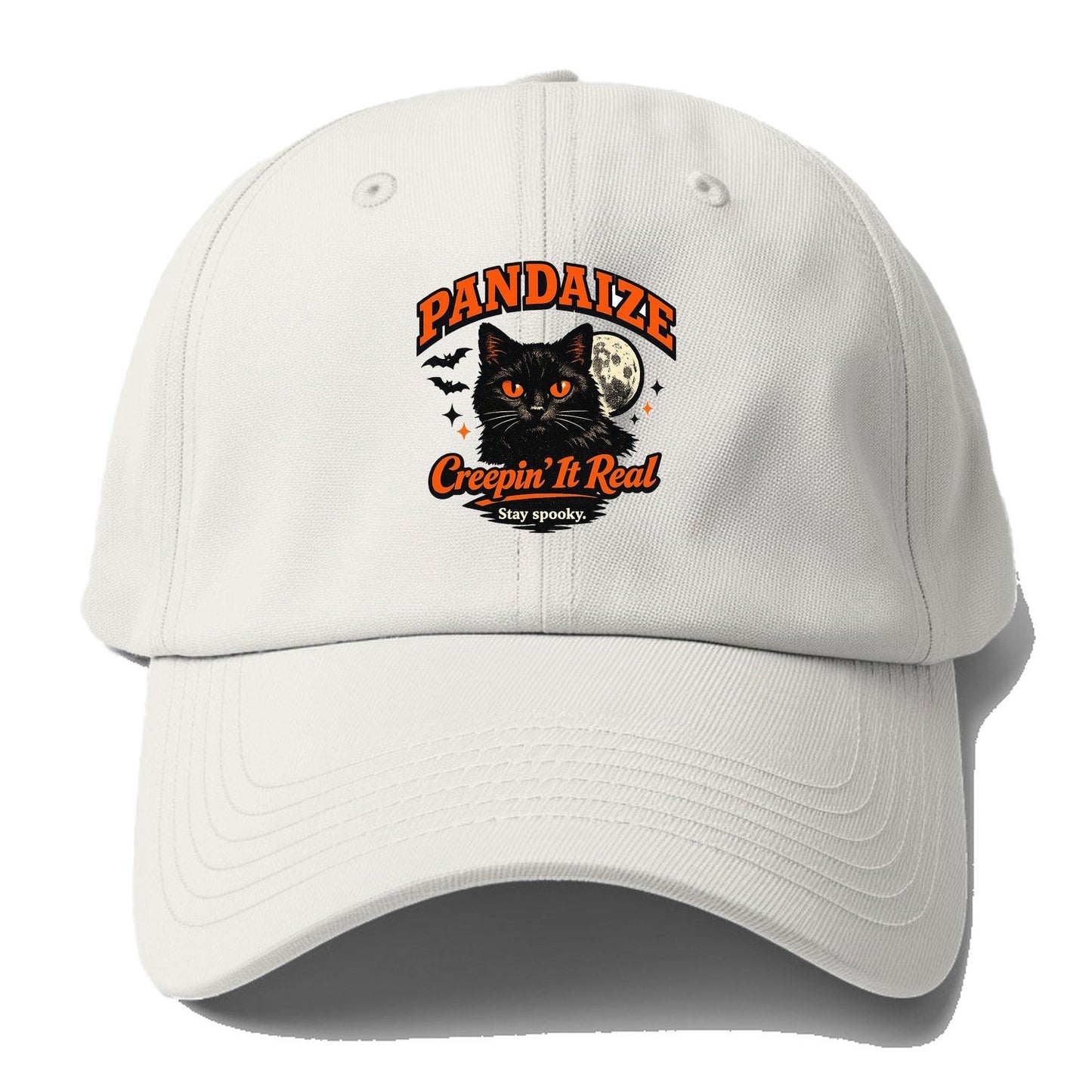 Pandaize Creepin' It Real Black Cat Baseball Cap – Off White