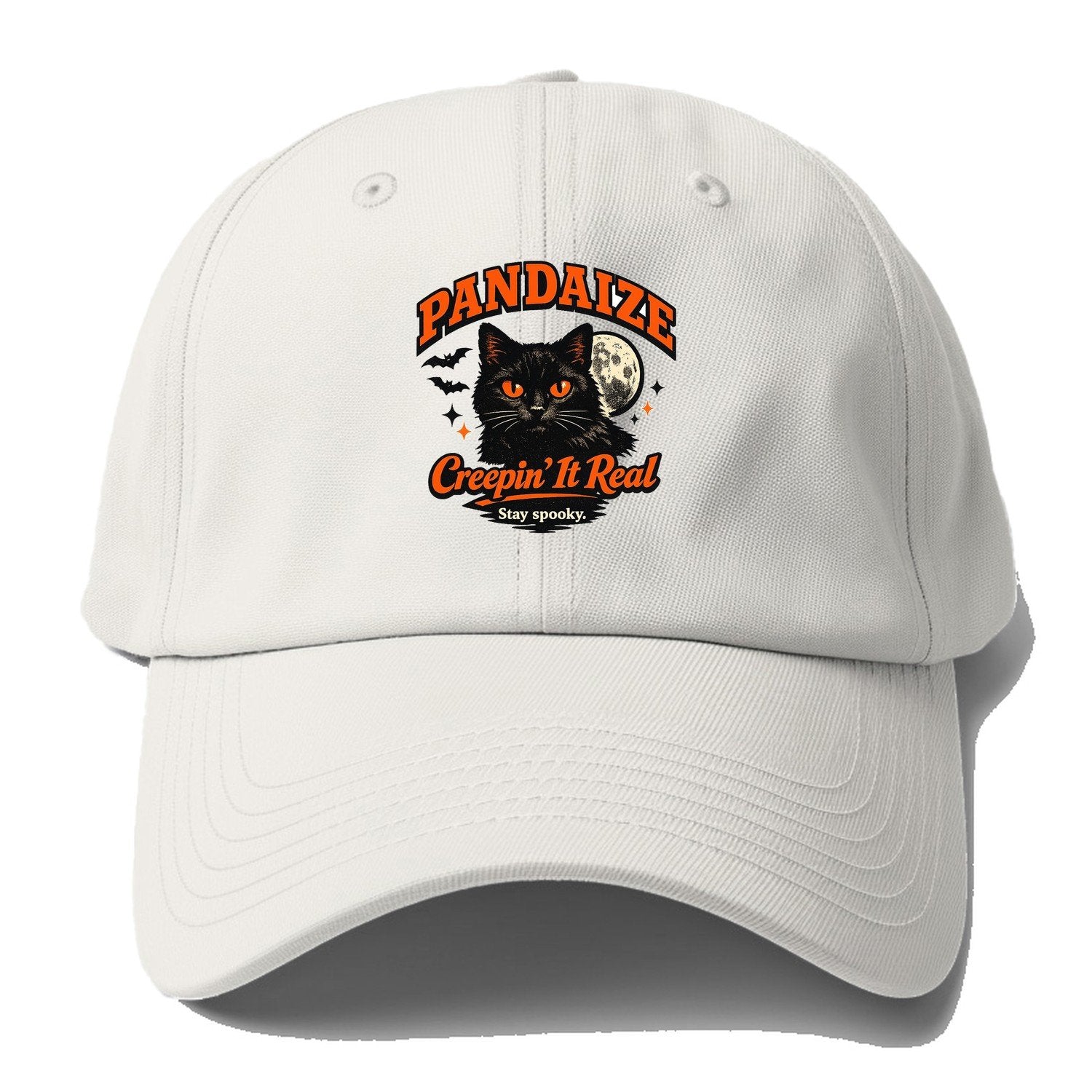 Pandaize Creepin' It Real Black Cat Baseball Cap – Off White