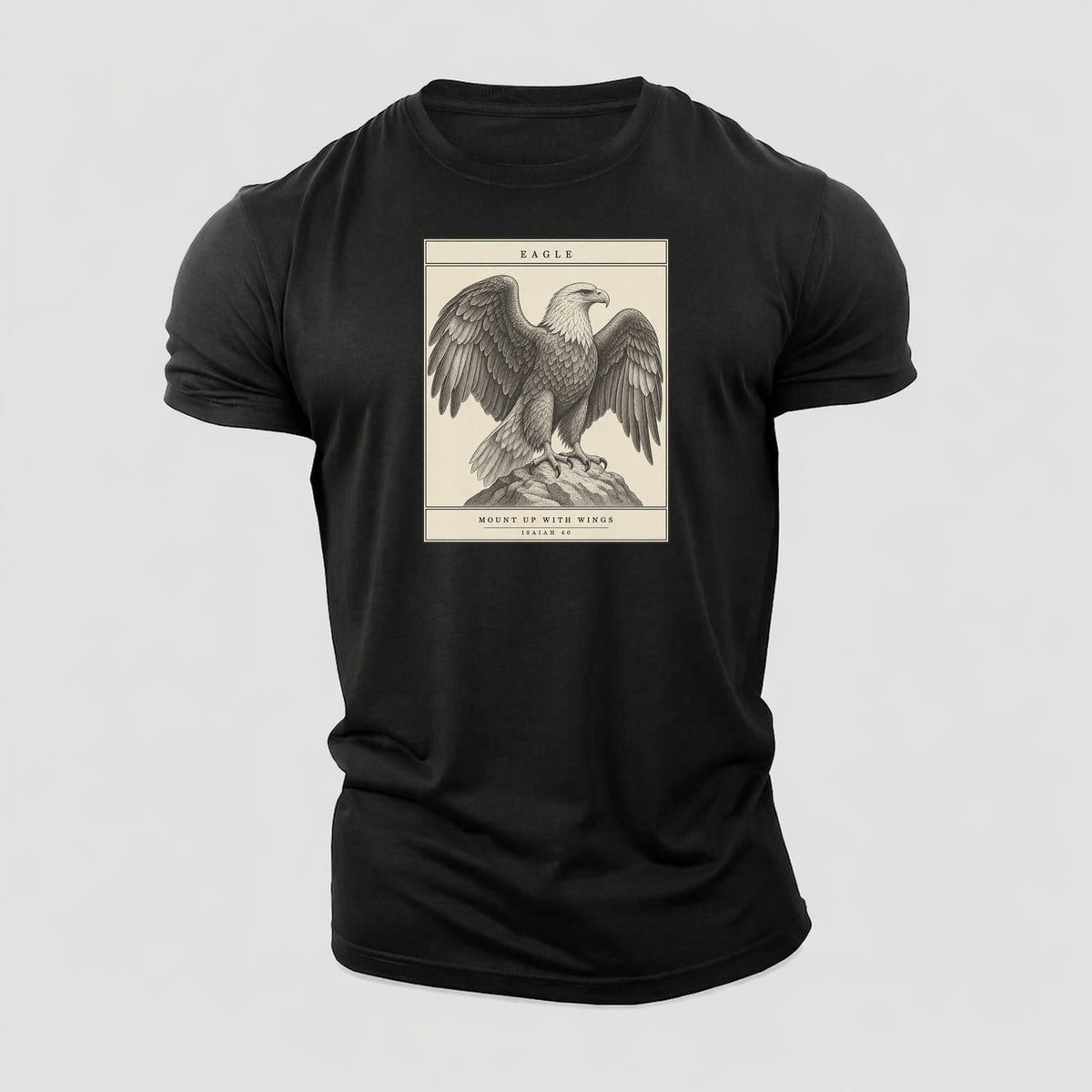 Eagle Specimen Plate Creature Canticle Cotton T-Shirt – Black