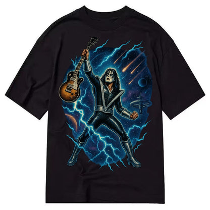 Ace Frehley Cosmic Solo Guitar Raised High Space Station Bac Classic T-shirt – Black