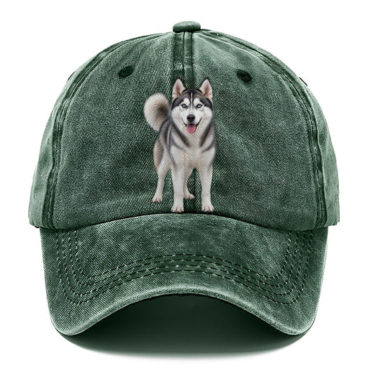 Siberian Husky Standing Top Breeds Classic Cap – Forest Mist