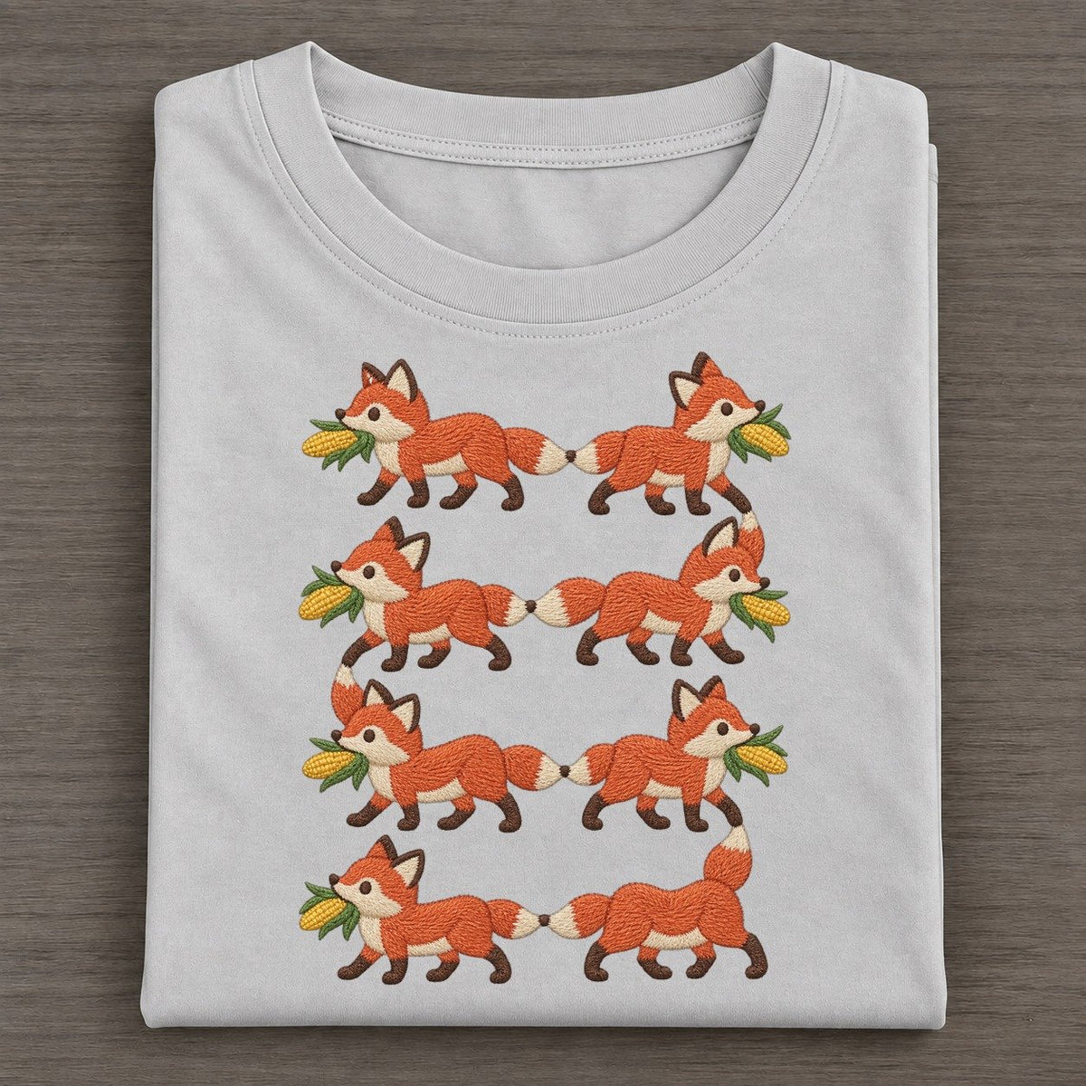 Foxes With Corn Single File Classic T-shirt – Grey