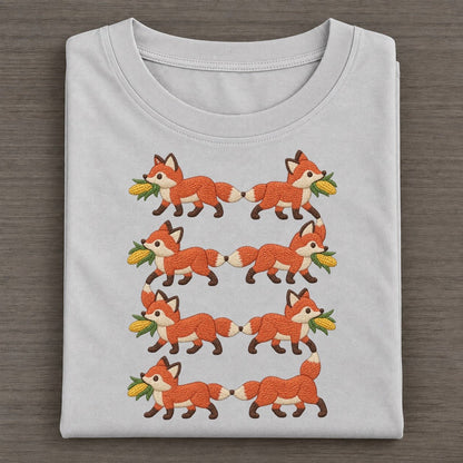 Foxes With Corn Single File Classic T-shirt – Grey