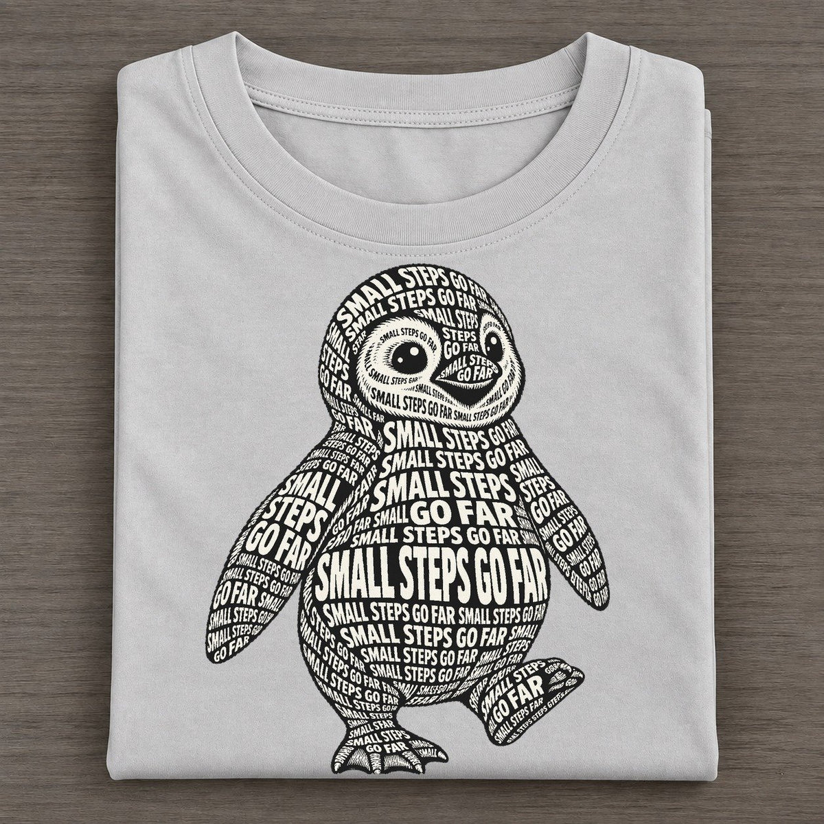 Penguin Waddle Phrase Silhouette Classic T-shirt – Grey