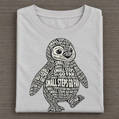 Penguin Waddle Phrase Silhouette Classic T-shirt – Grey